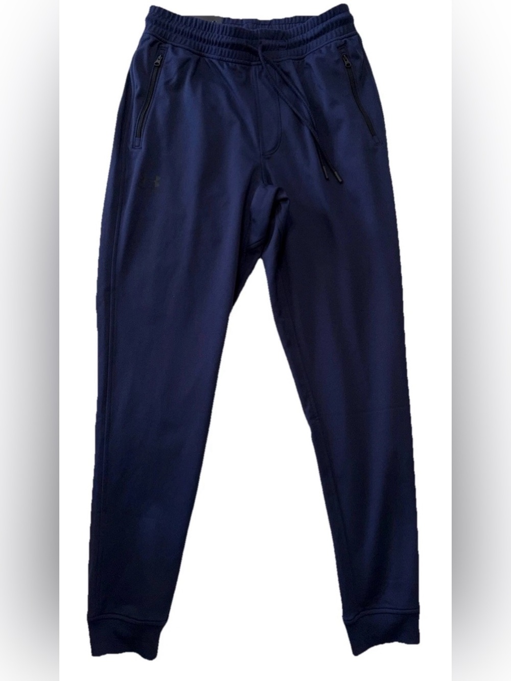 NWT UNDER ARMOUR MEDIUM MENS TRICOT LOOSE FIT JOGGER NAVY ZIPPERED POCKETS $60